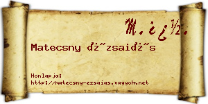 Matecsny Ézsaiás névjegykártya